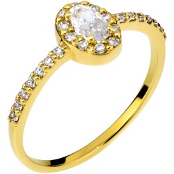 Χρυσό δαχτυλίδι ροζέτα Κ14 με ζιργκόν